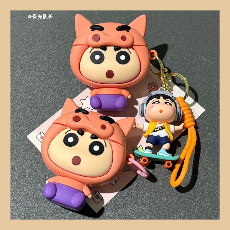 Ins Zouemon Pig Head Cover Shin-Chan Dust Plug Body Airpods4 Protective Case Airpod3 Compatible Apple Pro Earphone Case Third Generation Wireless Bluetooth 1 Second Generation 2 AirPod Pro