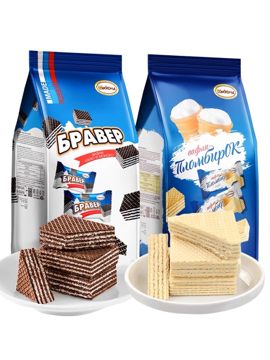 russian imported akonte ice cream chocolate cheese flavor wafer biscuit binge-watching leisure internet celebrity snacks