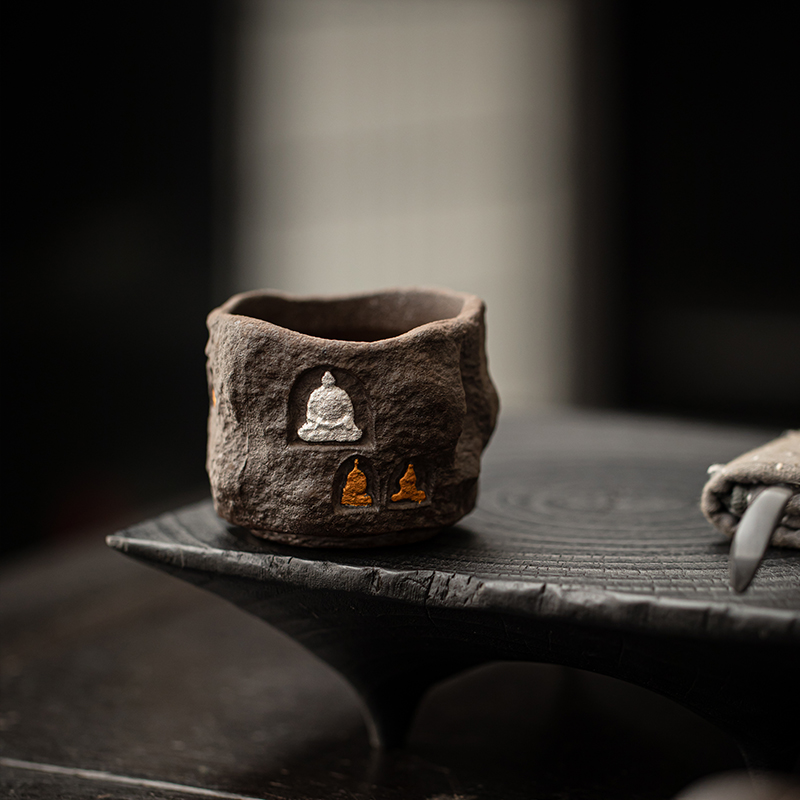 m。盃、托。古仏牌。黑釉茶入。 茶壺 三希 黒釉