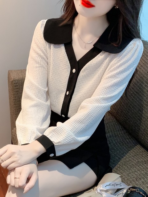 Temperament spring and autumn clothing 2022 autumn new long-sleeved chiffon shirts women's chic small tops Western-style bottoming shirts