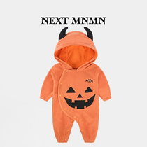 British NEXT autumn and winter baby onesies baby performance clothes Halloween pumpkin hooded one-piece suit outing clothes