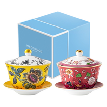 (Self-operated) WEDGWOOD Wandering Beauty Series Bone China Chinese Covered Bowl Teacup Hand-painted Gold Teacup Covered Bowl