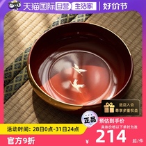 (Self-operated) hatsuichi Japan imported Yamanaka lacquer resin big bowl Japanese style gold foil crane fruit plate