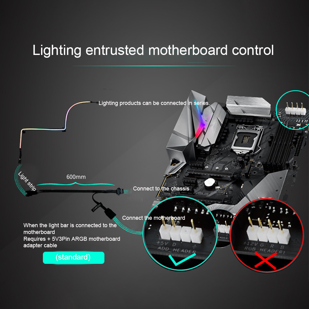 550MM FLEXIBLE MOUNTING ADDRESSABLE DIGITAL RGB COMPUTER CAS