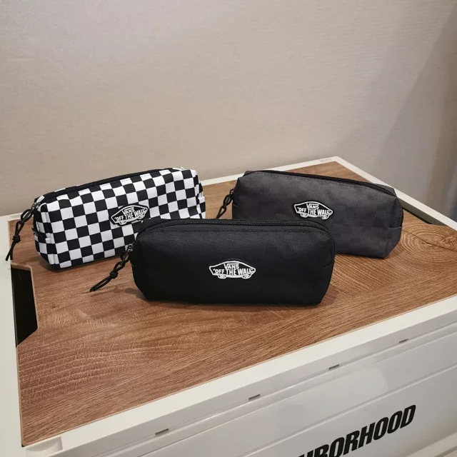 Vans Pencil Case Student Simple ins Canvas Large Capacity Pencil Bag for Men and Women Zipper Bag Stain-Resistant