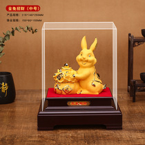 Velvet gold zodiac rabbit ornaments 12 zodiac gold rabbit ornaments Sand gold crafts gift ornaments gold-plated rabbit ornaments