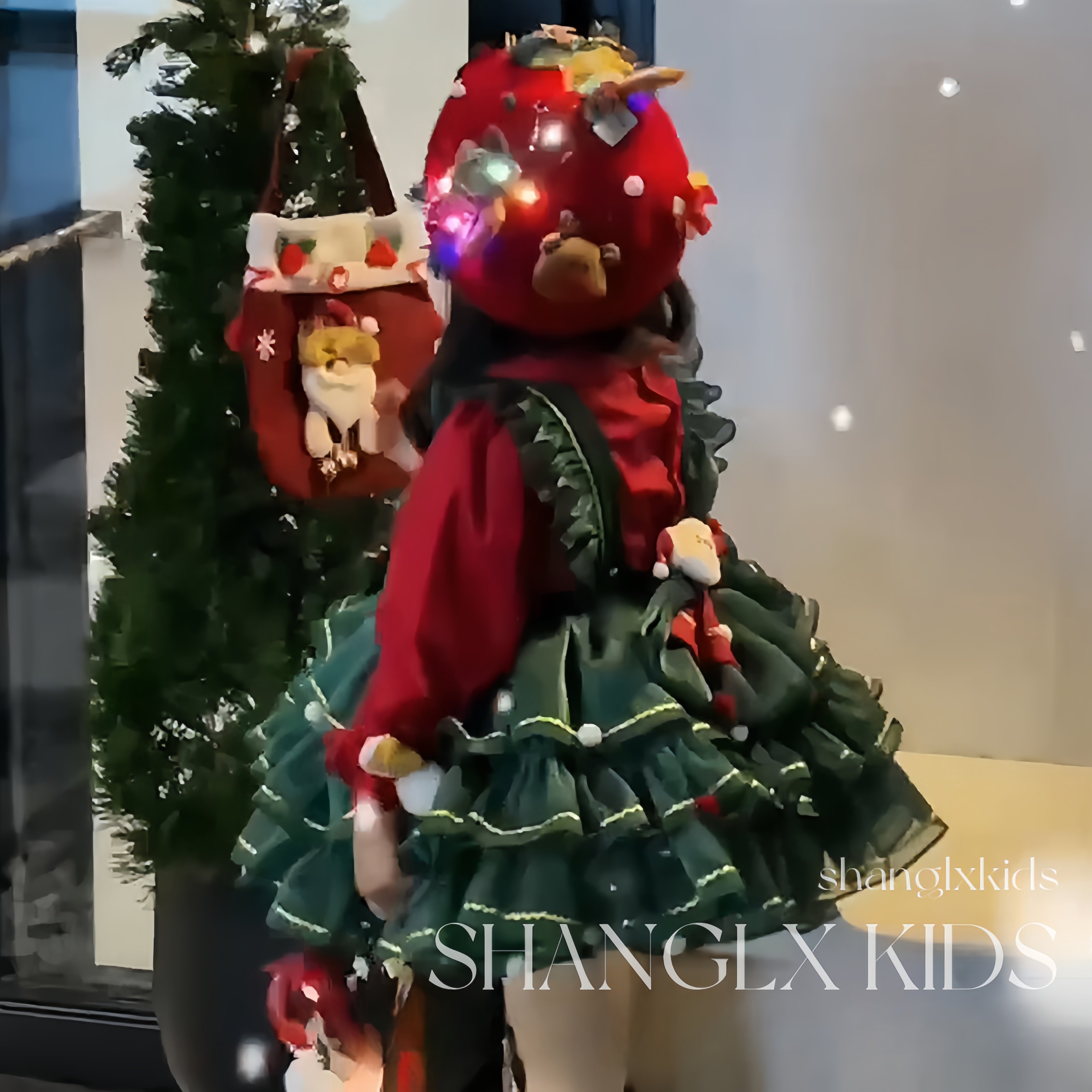 Girl's Christmas Suit Fluffy Dress Dress Dress Child Loretta Princess Dress Christmas Clothing Autumn Winter Tide-Taobao