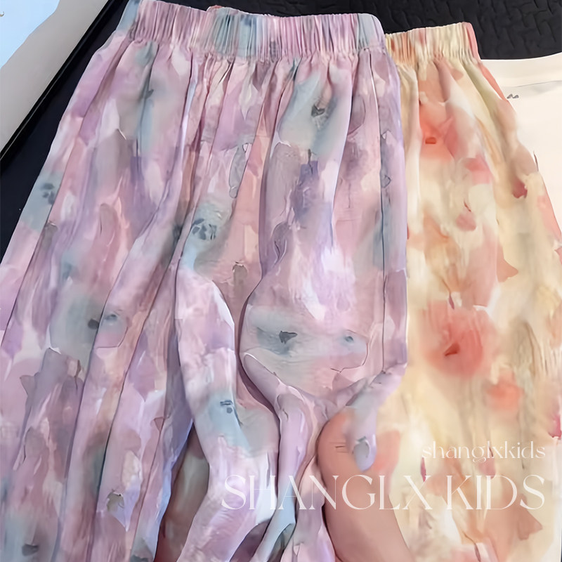 女の子用夏物薄手パンツ 2026年新スタイル 子供用 揺れる氷のようなシルクの蚊よけパンツ 夏用 女の子用 韓国風 子供服