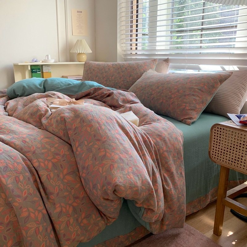 aCotton double-layer yarn jacquard four-piece set 2 0 four-piece set Nantong City cotton light luxury four-piece set pure cotton