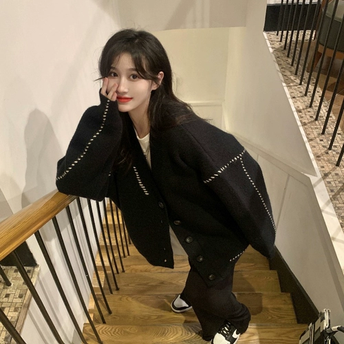 Осенний тонкий свитер, трикотажный кардиган, 2024 года, изысканный стиль