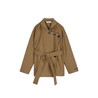 Хаки шерстяная демисезонная двусторонная элитная длинная куртка, изысканный стиль, подходит для подростков, увеличенная толщина, средней длины