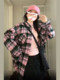 Korean Style Pink Plaid Shirt for Women Summer 2026 New Oversize Loose Early Autumn Sun Protection Long-Sleeved Jacket Top
