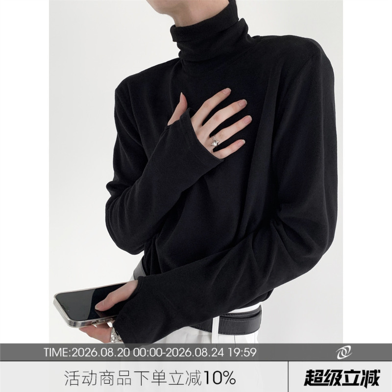 Autumn Mountain Style/Everyone Has One of These Soft and Versatile Turtleneck Base Shirts for Men, with a High-End Feel, Suitable for Layering in Autumn and Winter, Long-Sleeved T-Shirt