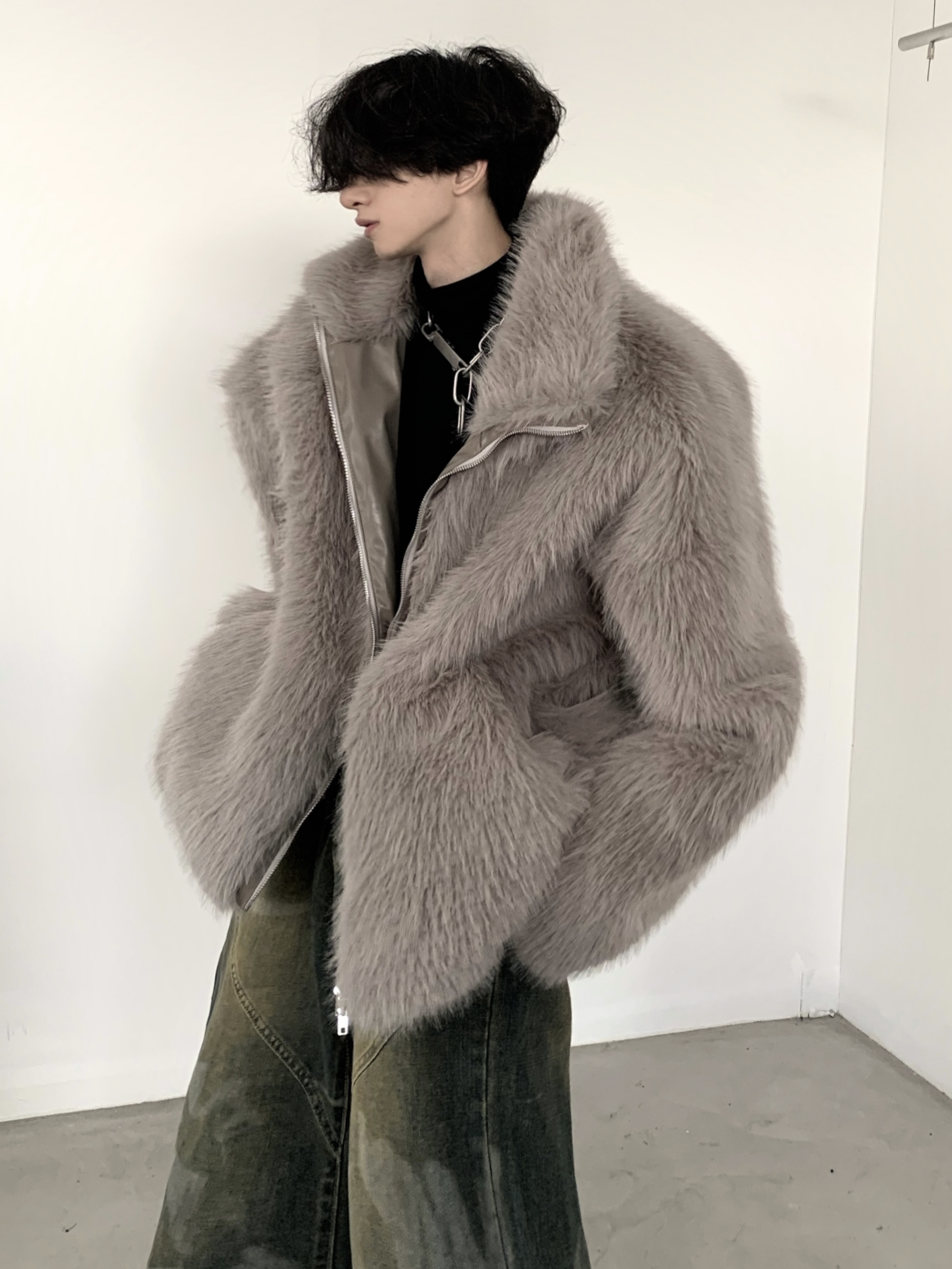 【NOUNLESS】BIG COLLAR KNIT FUR JACKET JACKET/OUTERS – NOUNLESS