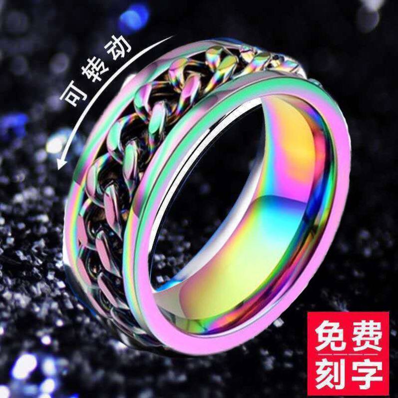 Open wine bottle ring Internet celebrity with the same ring cover artifact trendy male couple can turn titanium steel men and women fashion personality