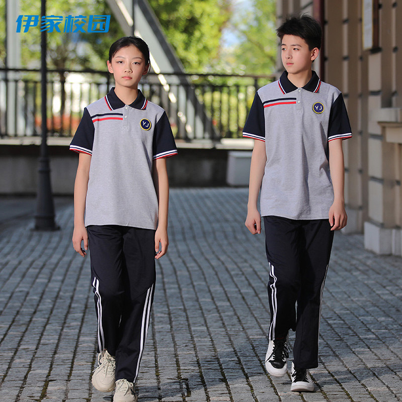 Junior high school students high school students short-sleeved shorts suit school uniform sportswear summer summer POLO shirt middle school students college style