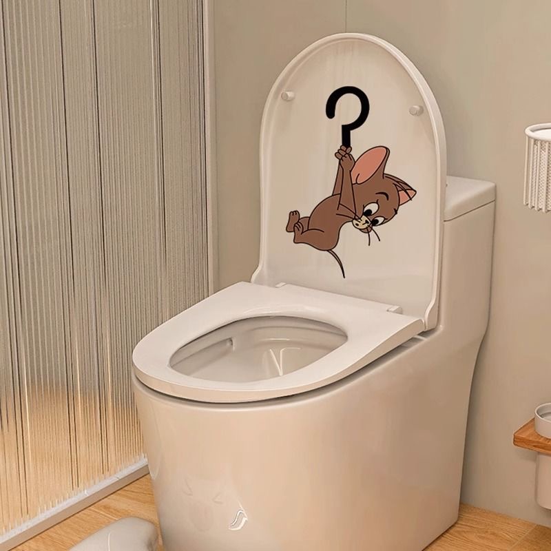 Cat and mouse interesting toilet lid sticker Toilet Personality Toilet Stickler Toilet toilet Toilet Bowl renovated waterproof sticker-Taobao