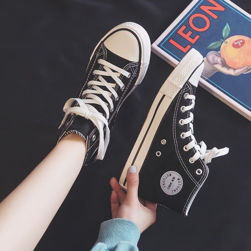 2025 Spring New High-Top Canvas Shoes for Female Students, Korean Style Ulzzang Harajuku Retro Sneakers, Versatile ins Trend 2025 Spring New High-Top Canvas Shoes for Female Students, Korean Style Ulzzang Harajuku Retro Sneakers, Versatile ins Trend