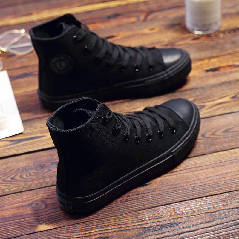 All Black Women's Shoes, Canvas Shoes, Couple's Cloth Shoes, Korean Style Flat Work Shoes, Sneakers, Small Black Shoes, Casual Shoes, Trendy All Black Women's Shoes, Canvas Shoes, Couple's Cloth Shoes, Korean Style Flat Work Shoes, Sneakers, Small Black Shoes, Casual Shoes, Trendy