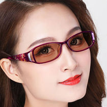 Color-changing myopia glasses for women trendy ultra-light flat glasses anti-UV anti-radiation color-changing sunglasses full frame no degree