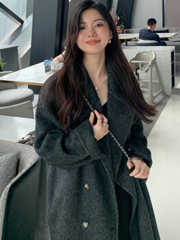 Women's off-white double-sided wool coat