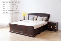 Zambian blood sandalwood African lobular rosewood western pansylian lotus double bed high and low bed wedding bed Chinese style antique mahogany furniture