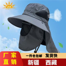 Xinjiang Tibetan hat mens face-covering and neck-protecting large brim new sun protection visor fishing hat outdoor summer