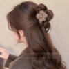 Large Brown Floral Plush Hair Clip for Women, Suitable for Thick Hair, Korean Style Hair Accessory