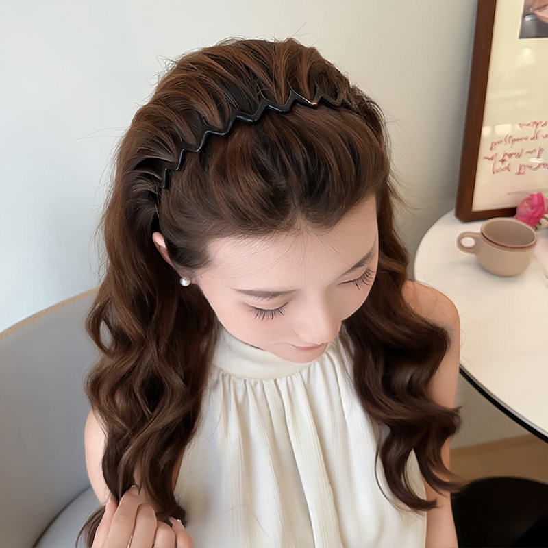 Korean Wavy Headband for Women, High-End, Stylish, Fashionable Headband for Women, High Cranial Top, Summer Face-Washing Hairpin, Head Accessory