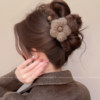 Large Brown Floral Plush Hair Clip for Women, Suitable for Thick Hair, Korean Style Hair Accessory