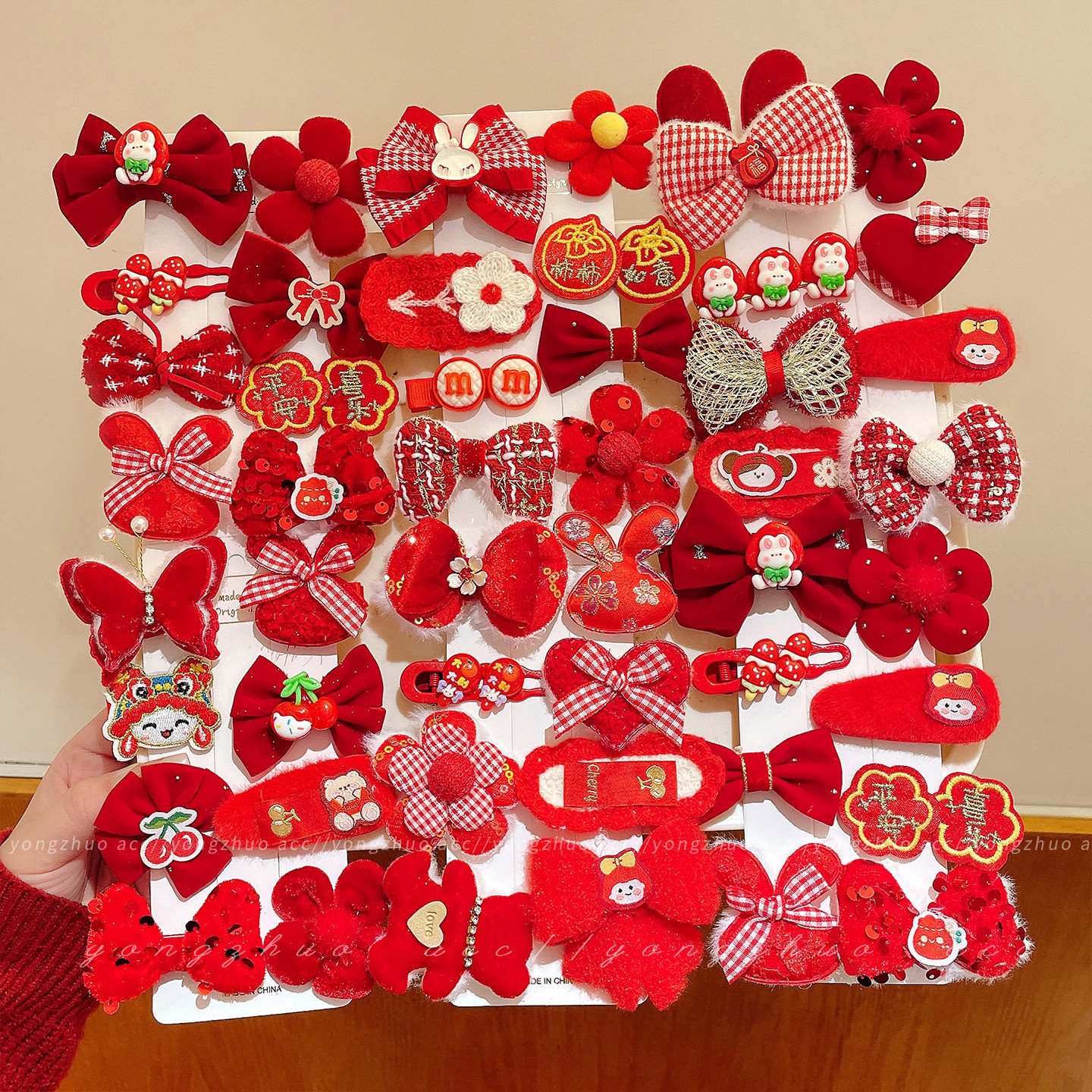 New Year Children's Hairpin Red Bow Duckbill Clip Hair Accessory Little Girl Bangs Side Clip Hairpin Hair Clip