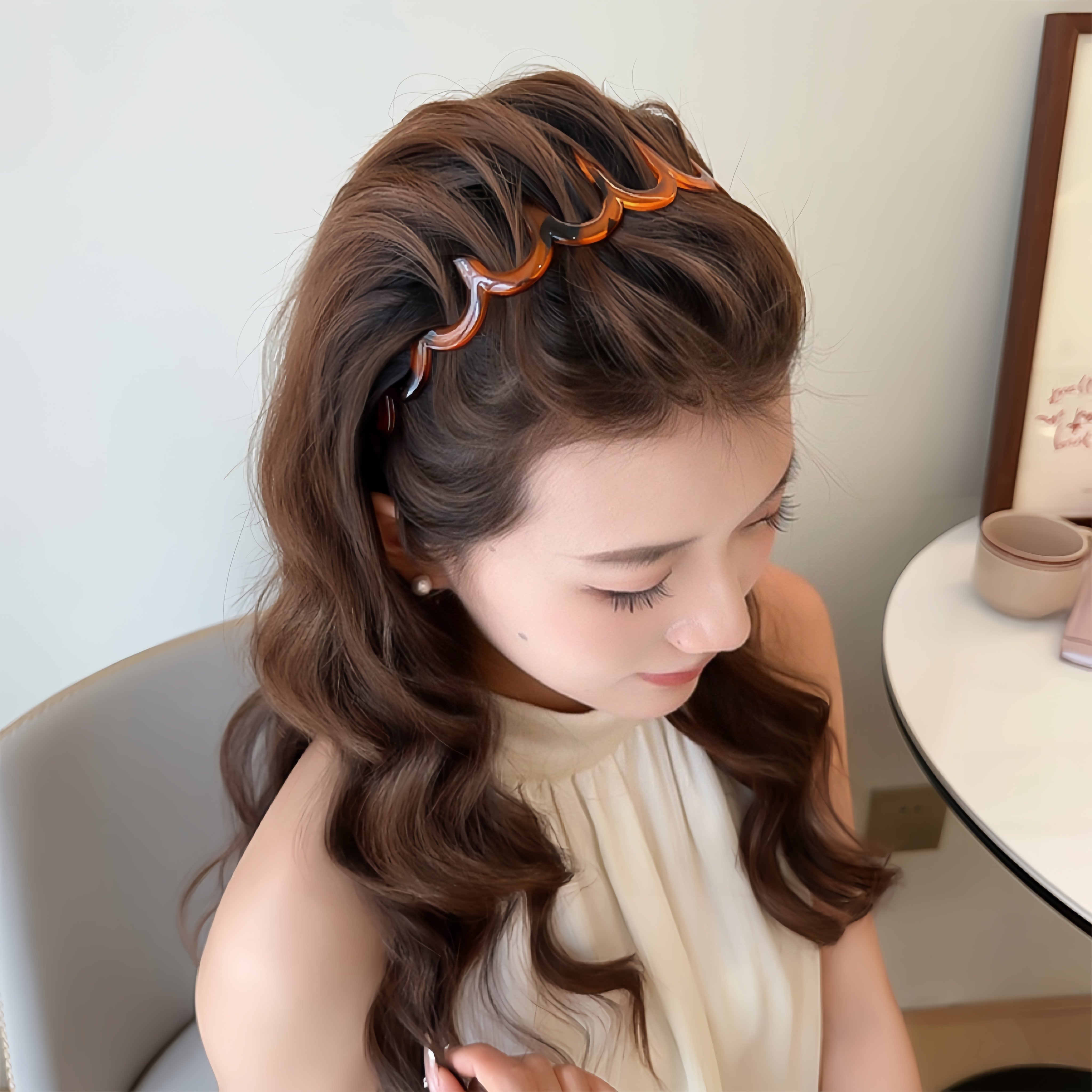 Korean Wavy Headband for Women, High-End, Stylish, Fashionable Headband for Women, High Cranial Top, Summer Face-Washing Hairpin, Head Accessory