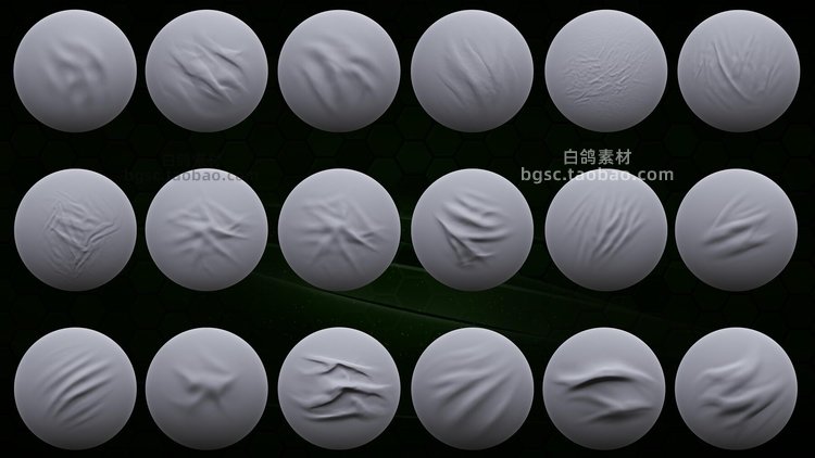 图片[7]-100个zbrush衣服褶皱包包鞋子布料笔刷接缝压缩折叠针迹zb画笔-cg男孩