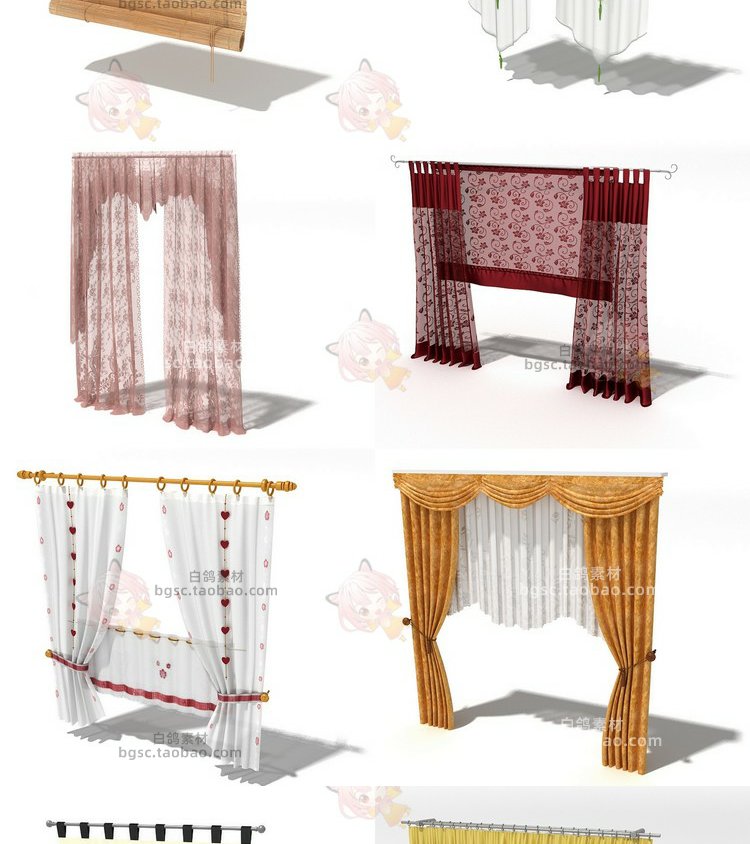 图片[5]-C4D户内客厅卧室门窗幔纱窗帘渲染fbx建模obj设计素材3dmax源文件-cg男孩