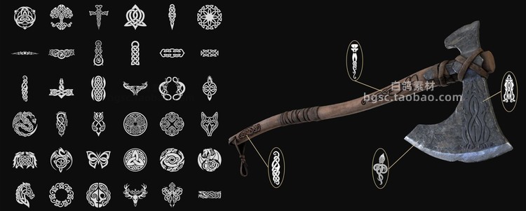 图片[4]-4K阿尔法盾牌3D花纹武器maya纹理C4D贴图欧式alpha雕刻zbrush图案-cg男孩