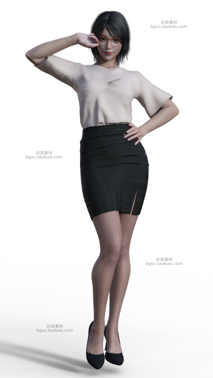 图片[6]-zbrush现代职业女性C4D职业装女生fbx模型maya女秘书建模渲染素材-cg男孩