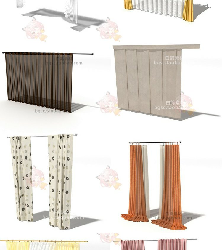 图片[9]-C4D户内客厅卧室门窗幔纱窗帘渲染fbx建模obj设计素材3dmax源文件-cg男孩