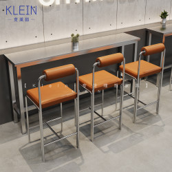 Internet Red Coffee Milk Tea Shop Wall High Bar Tables and Chairs Industrial Style Bar Stainless Steel Bar Stool Restaurant Long Table