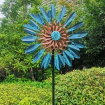 SENWELL Douyin celebrity hot-selling villa double-sided rotating outdoor garden blue blade iron windmill