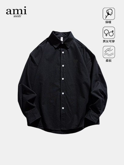 Официальная рубашка Ami Aiedr с длинными рукавами для мужчин и женщин, свободная повседневная рубашка, стильный топ американского модного бренда для мужчин