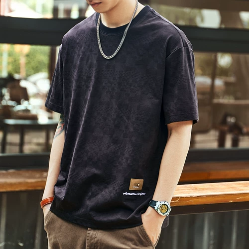 格蓝鹿 Ретро трехмерная летняя тонкая футболка с коротким рукавом, в американском стиле, 3D, оверсайз