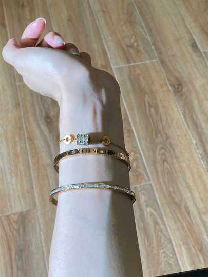 New Titanium Steel Non-Fading Roman Numeral Bracelet Ins Light Luxury High-End Stackable Sparkling Diamond Waist Chain Bracelet