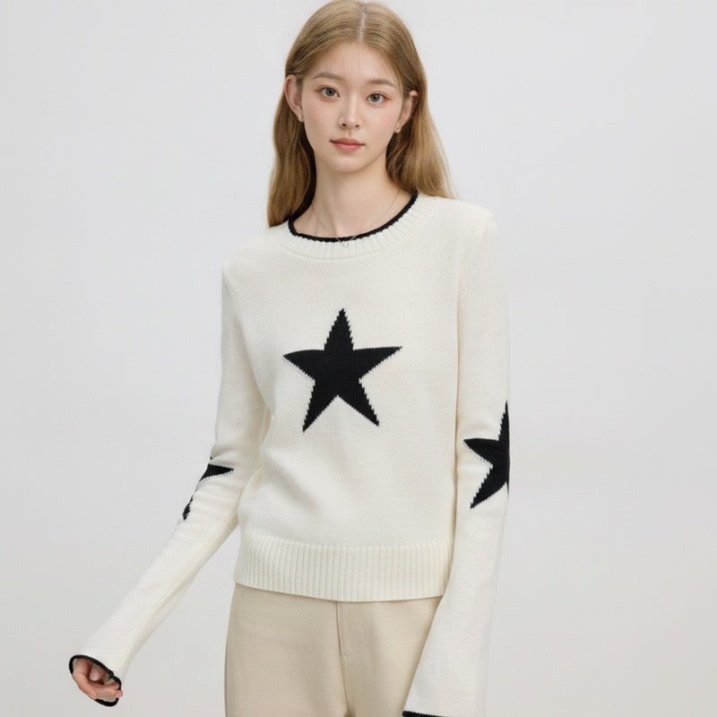 Niche Design Round Neck Sweater for Women, 2026 New Autumn and Winter Style, Loose Fit, Slimming, Casual Versatile Knit Top Niche Design Round Neck Sweater for Women, 2026 New Autumn and Winter Style, Loose Fit, Slimming, Casual Versatile Knit Top