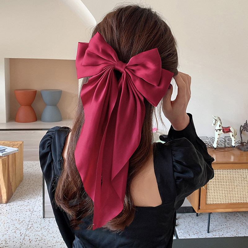 New Women Large Bow Hairpin Summer Chiffon Big Bowknot Stain