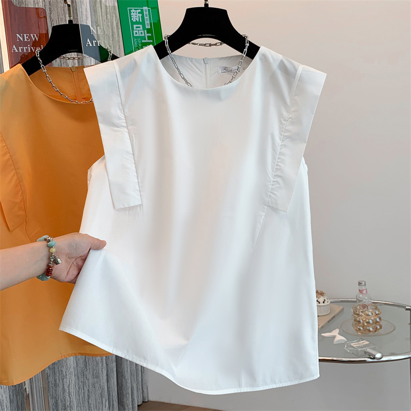 High-End European Pure Cotton Flying Sleeve Shirt Women's Sleeveless 2025 Summer Pure Color Versatile Pullover Vest Top High-End European Pure Cotton Flying Sleeve Shirt Women's Sleeveless 2025 Summer Pure Color Versatile Pullover Vest Top