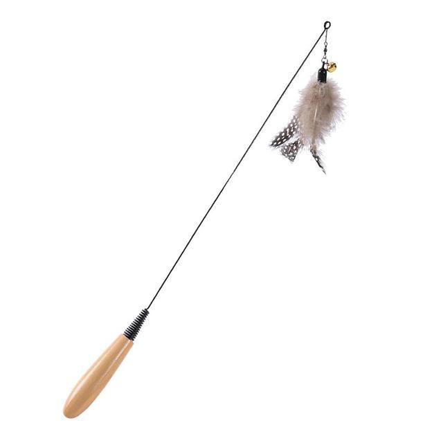 Funny cat stick toy handle ໄມ້ feather with bell self-pleasure relief boredom resistant bite-resistant kitten sucker competition grade cat toy replace head