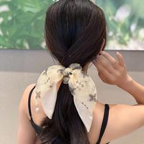 Simple style Korean style high-end mesh pearl streamer large intestine hair tie womens hair tie womens summer hair rope headwear