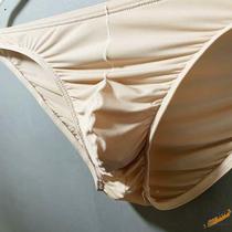 2024 new mens underwear thin low-waisted ice silk briefs mens semi-transparent solid color one-piece pants trendy