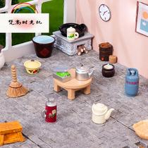 Miniature decoration accessories retro nostalgic daily necessities water cylinder gas tank coal stove kettle home furnishings