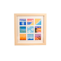 Oil pastel photo frame painting 10x10cm paper mounting display table square 4 nine-square grid work preservation picture frame